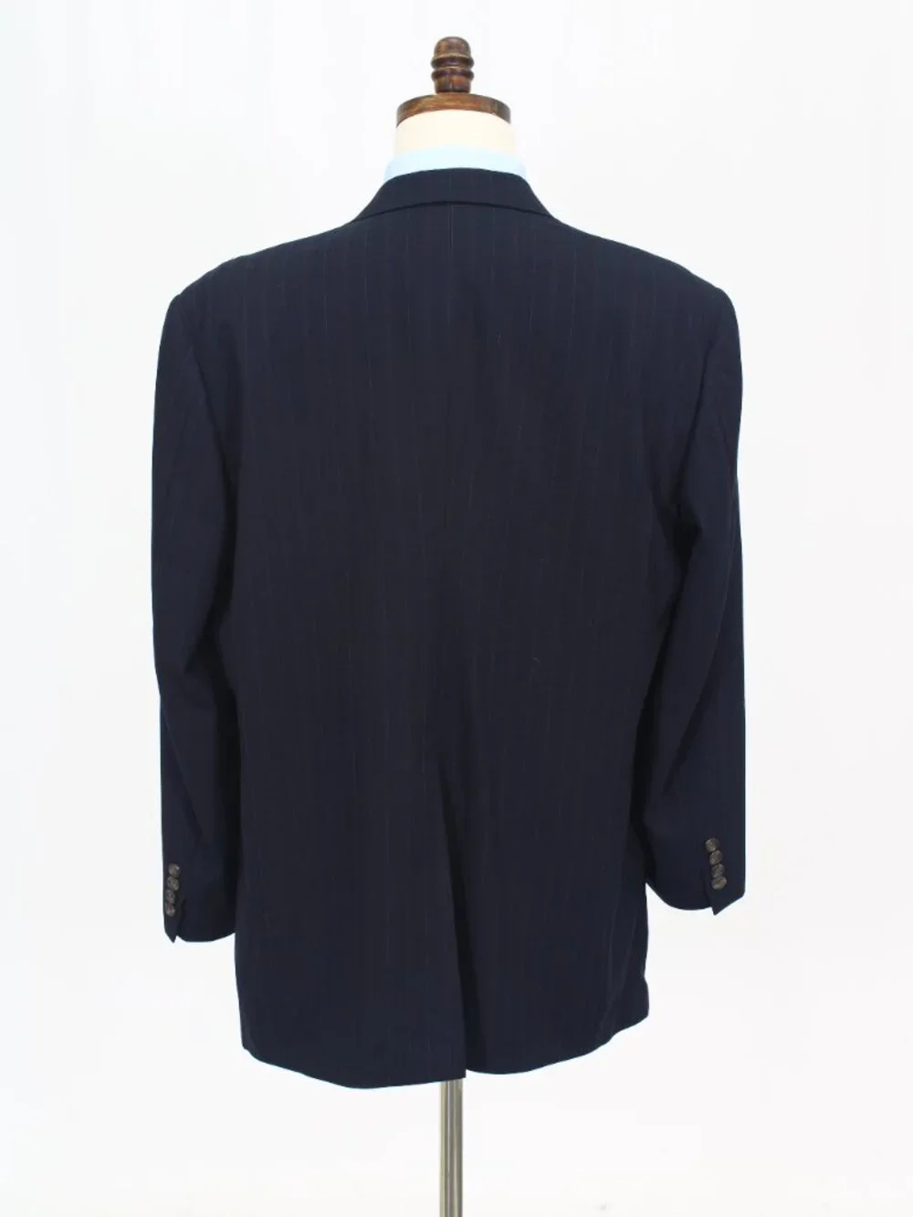 Vintage 1990s 46R 38x31 Navy Full Suit 2-Button Stripe R945